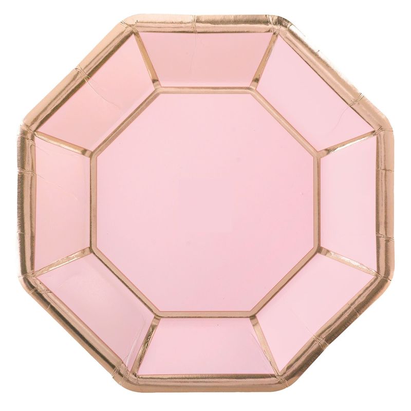 Blush Wedding Metallic Octagonal Plates, 10"