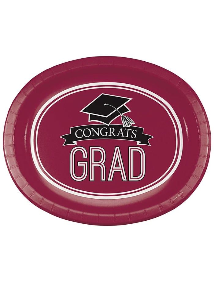 8CT OVAL PLATTER GRAD BURGUNDY