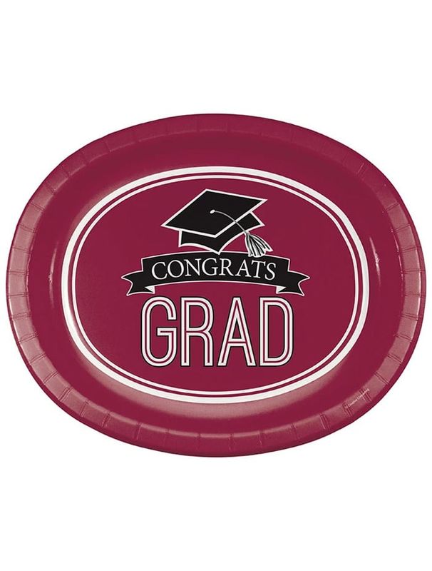 8CT OVAL PLATTER GRAD BURGUNDY