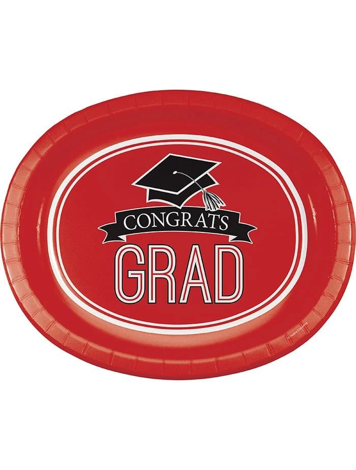 8CT OVAL PLATTER GRAD RED