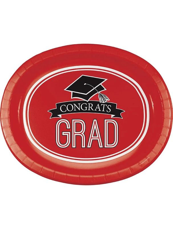 8CT OVAL PLATTER GRAD RED