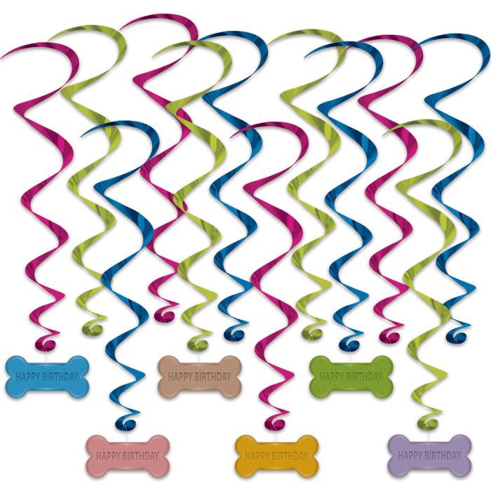 Dog Birthday Whirls - 12 Count
