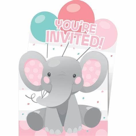 8CT INVITE ENCHANTING ELEPHANT GIRL