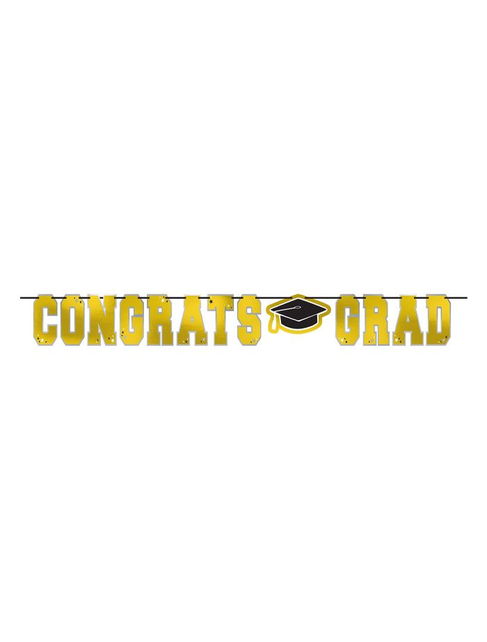 12FT BANNER CONGRATS GRAD YELLOW