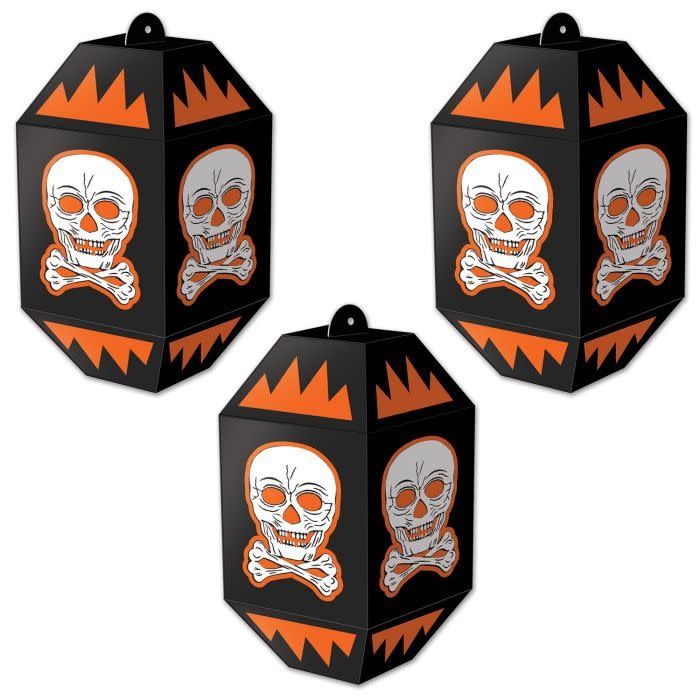 Vintage Halloween Skull Paper Lanterns-3ct