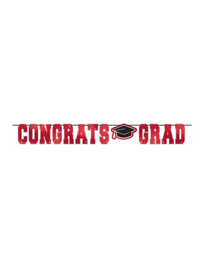 12FT BANNER CONGRATS GRAD RED