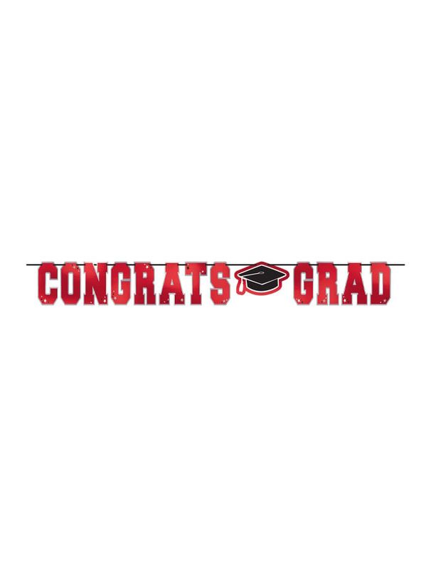 12FT BANNER CONGRATS GRAD RED