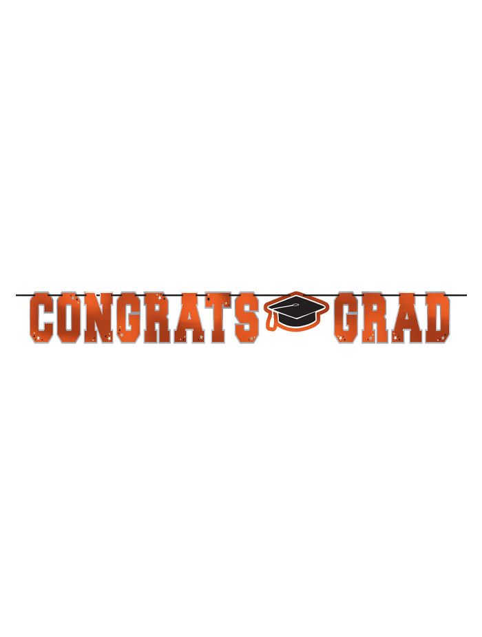 12FT BANNER CONGRATS GRAD ORANGE