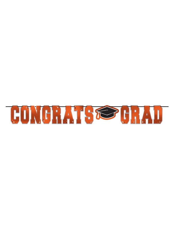 12FT BANNER CONGRATS GRAD ORANGE