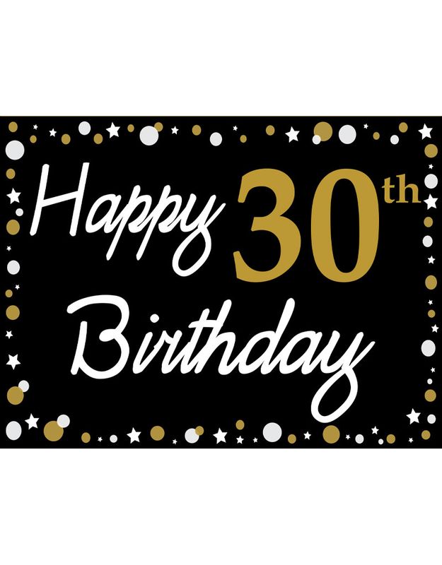 Happy Birthday 30th Gold &amp; Black Yard Sign