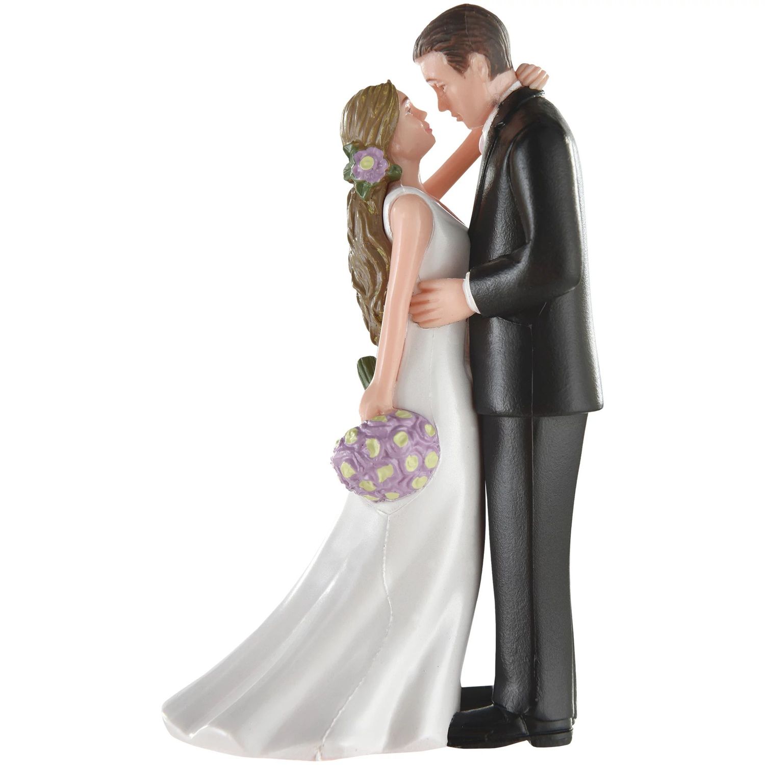 Bride &amp; Groom w/ Bouquet Cake Topper