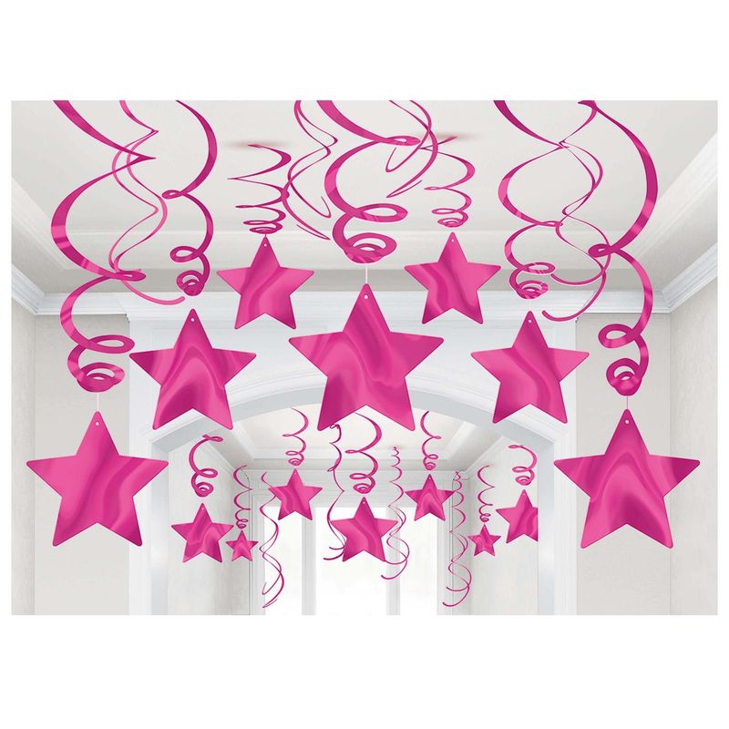 30ct Shooting Stars Swirls Bright Pink