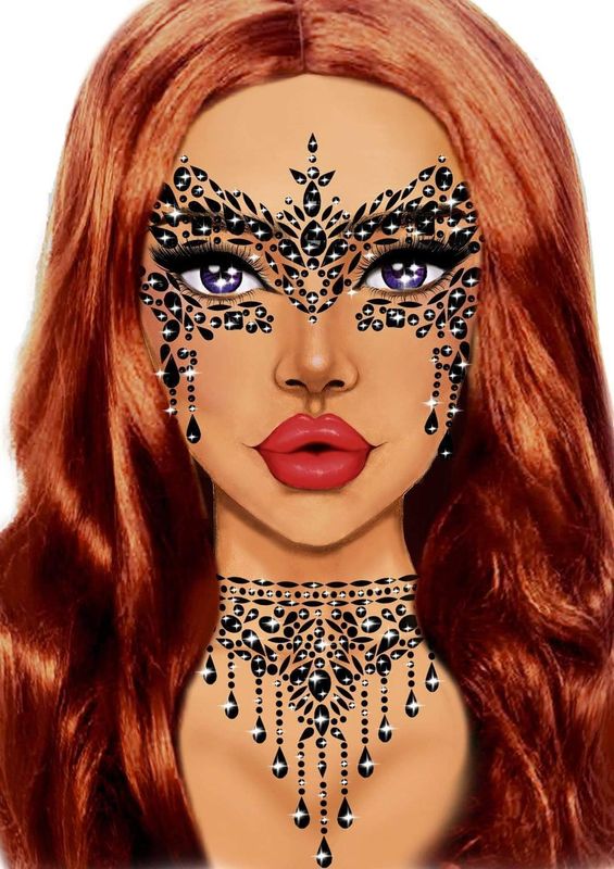 BLACK MASQUERADE FACE JEWELS