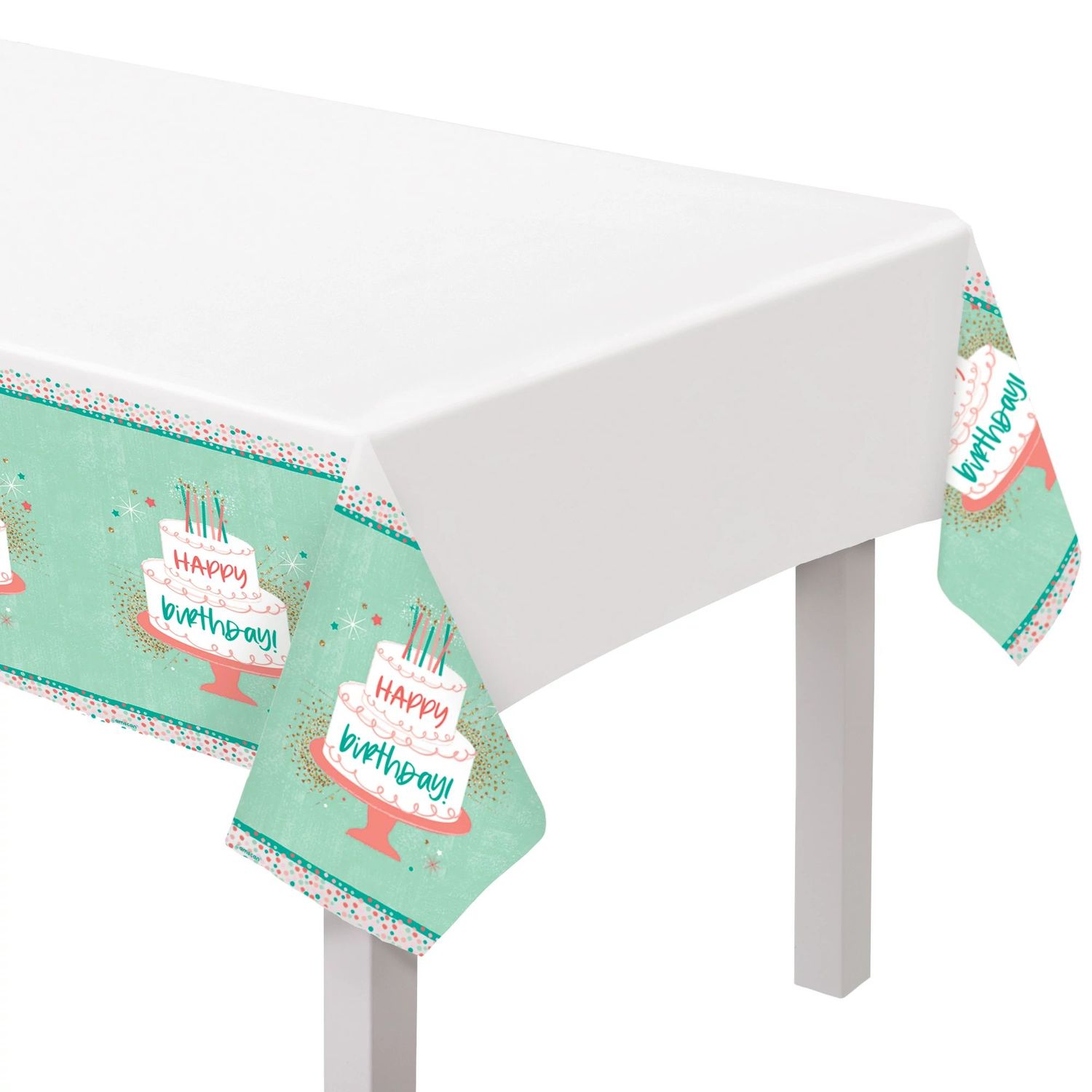 Happy Cake Day Plastic Table Cover - 54in X 102in