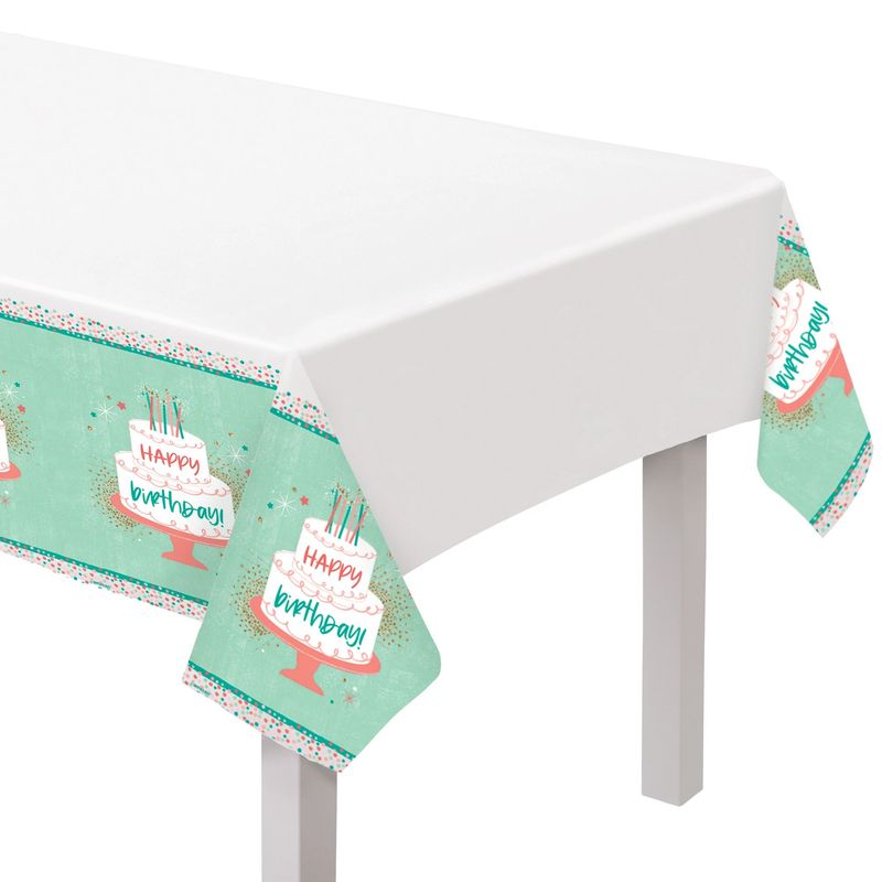 Happy Cake Day Plastic Table Cover - 54in X 102in