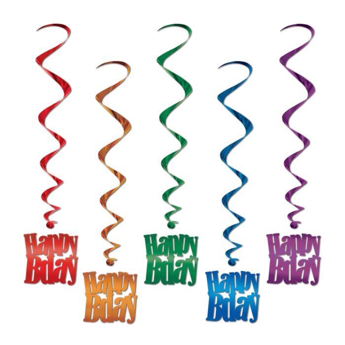Happy Birthday Whirls - 5 count