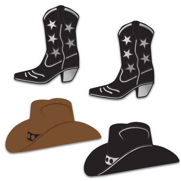 4ct Foil Cowboy Hat &amp; Boot Silhouettes