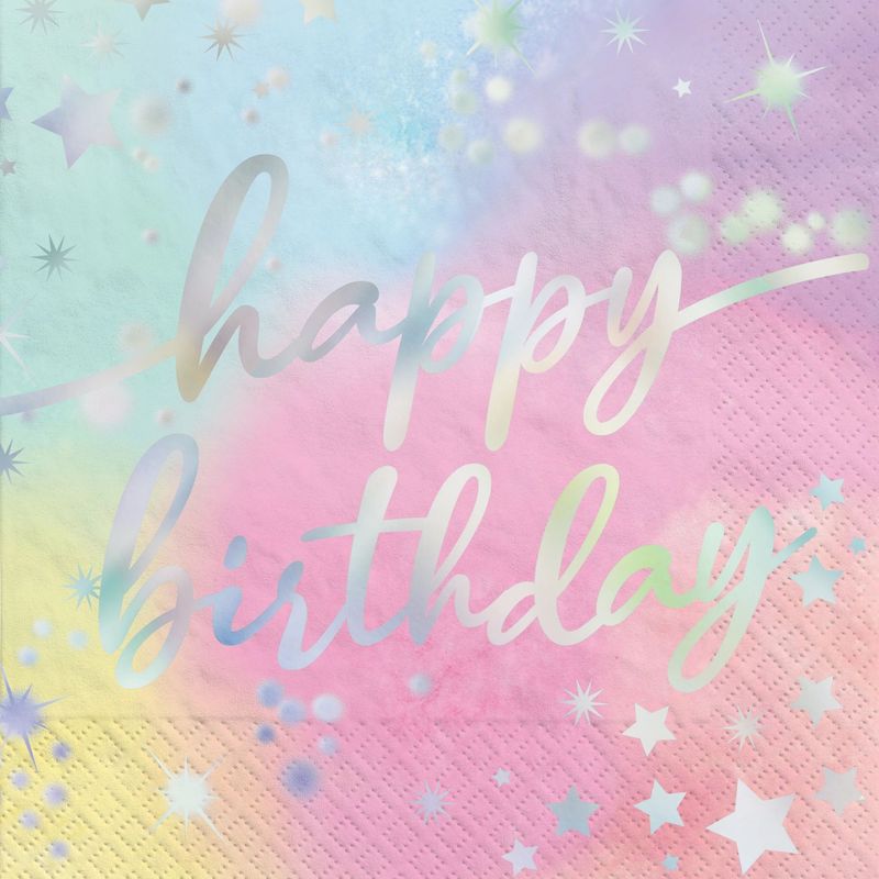​Luminous Rainbow Birthday Luncheon Napkins - 16 count
