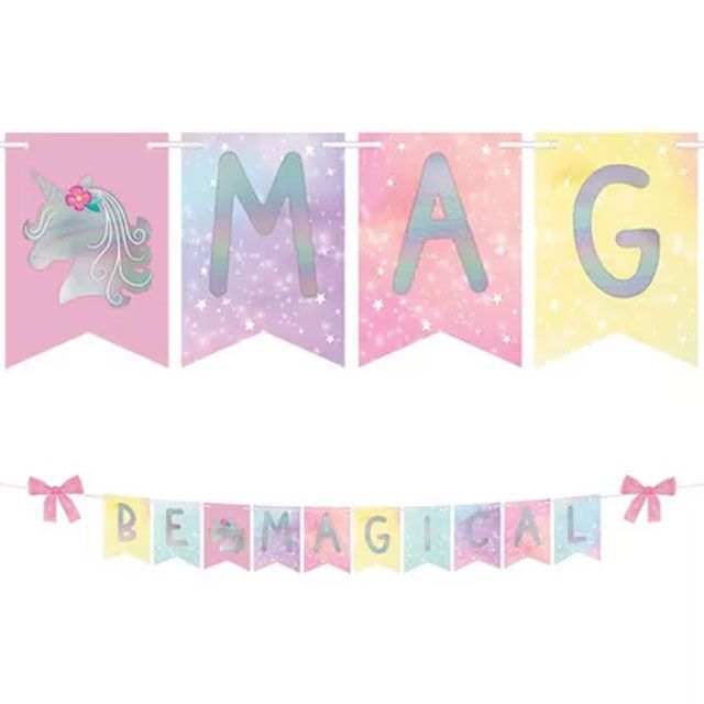 BANNER CARDBOARD ENCHANTED UNICORN