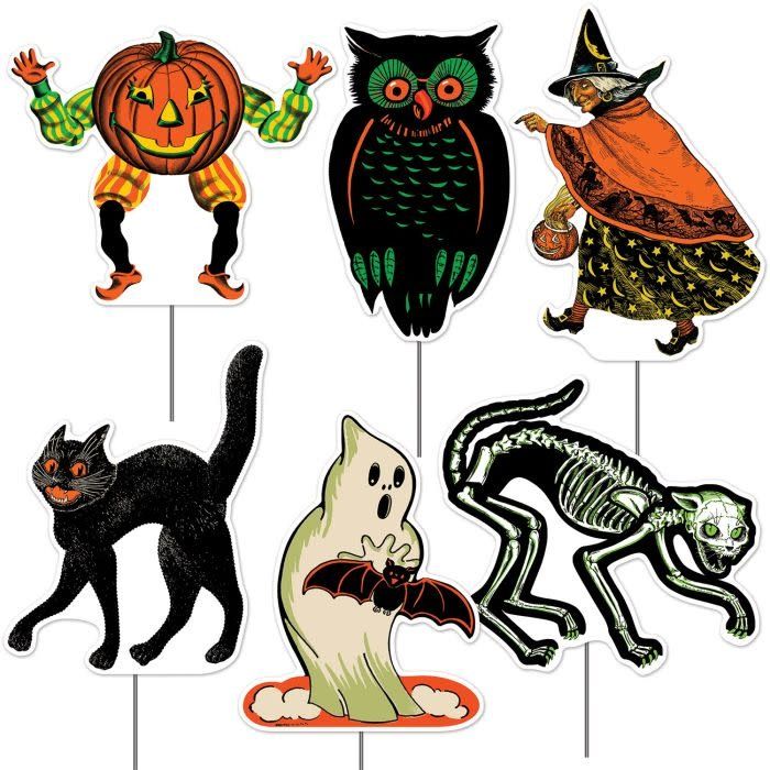 Plastic Vintage Halloween Yard Signs-6ct