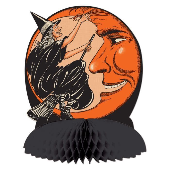 Vintage Halloween Witch &amp; Moon Centerpiece