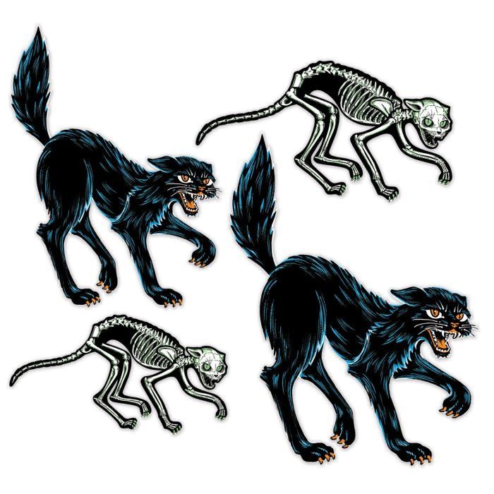 Vintage Halloween Jointed Cats-4ct