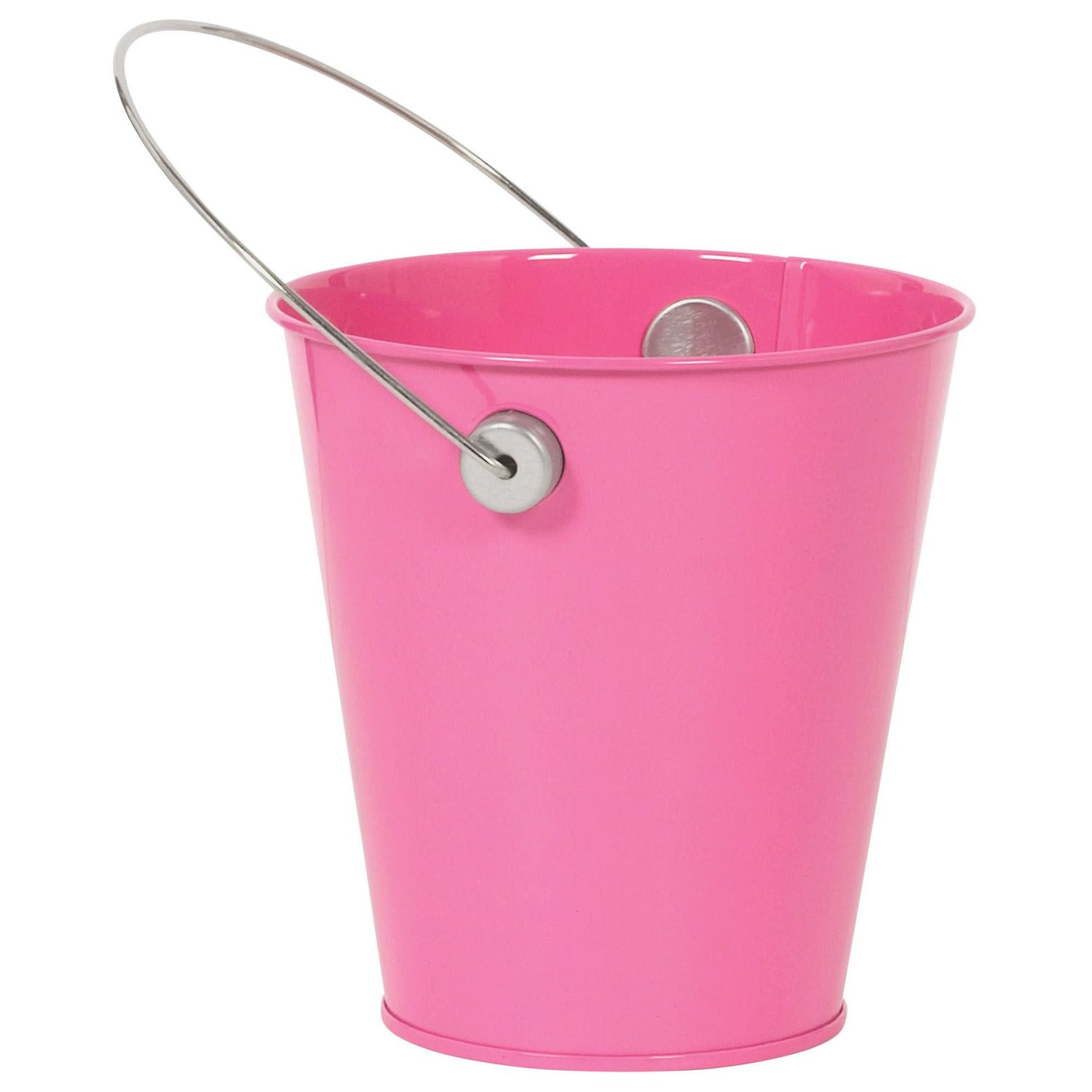Metal Bucket W/ Handle - Bright Pink