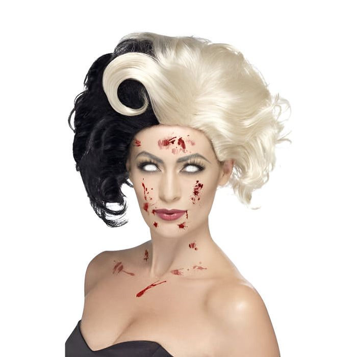 Deluxe Evil Madame Wig, Black &amp; Blonde