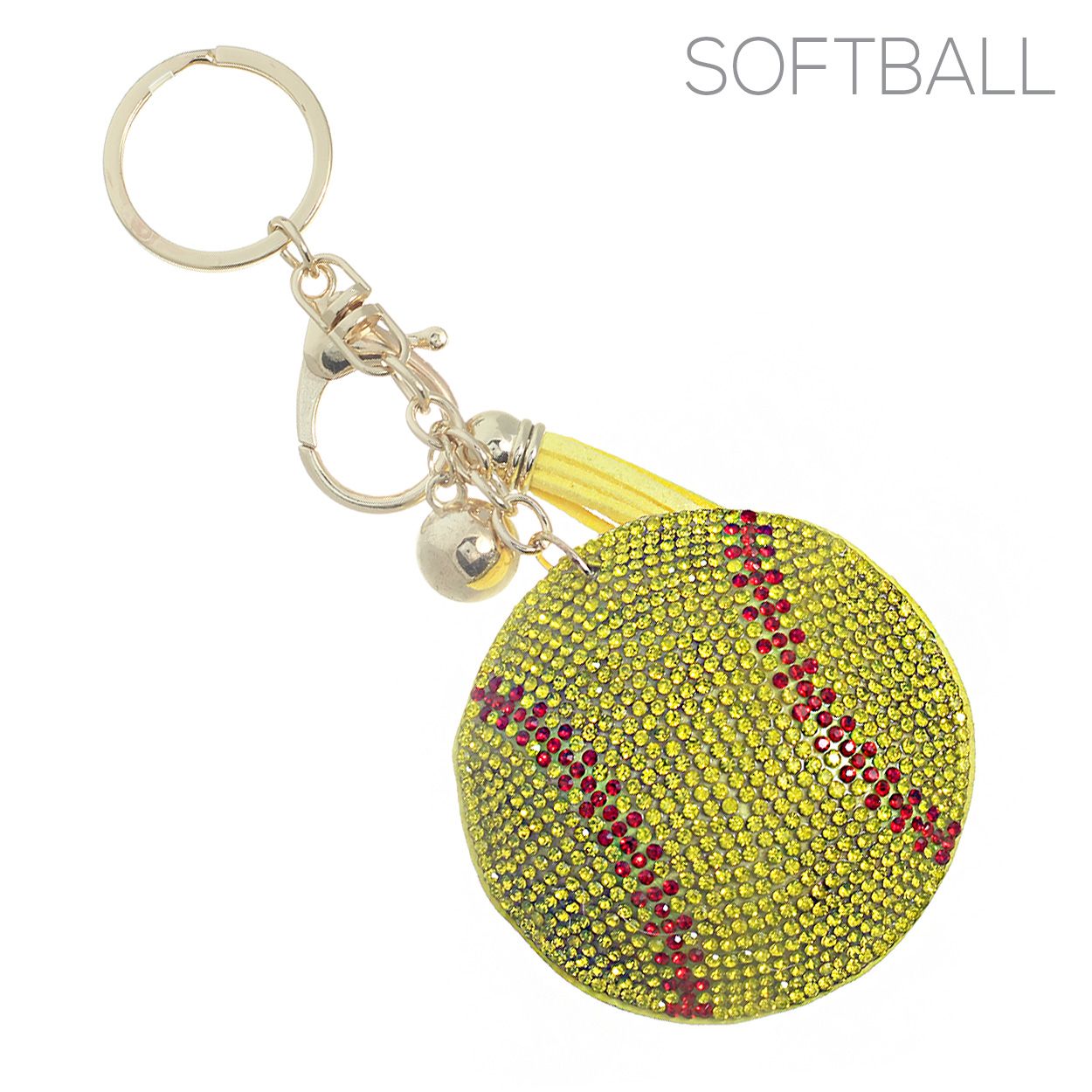 Softball Crystal Keychain