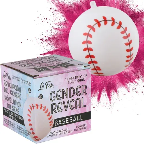 Girl Gender Reveal Baseball - Pink Powder
