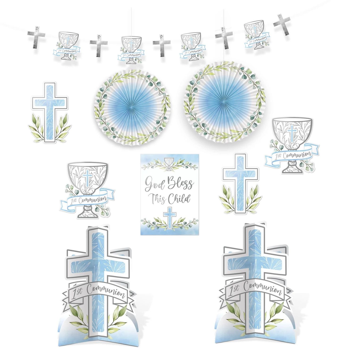 10CT ROOM DECOR 1ST COMMUNION BLUE