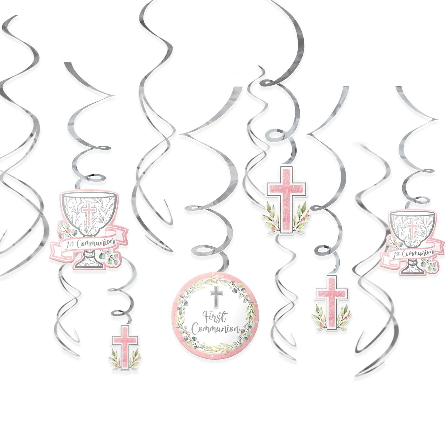 12CT SWIRLS 1ST COMMUNION PINK