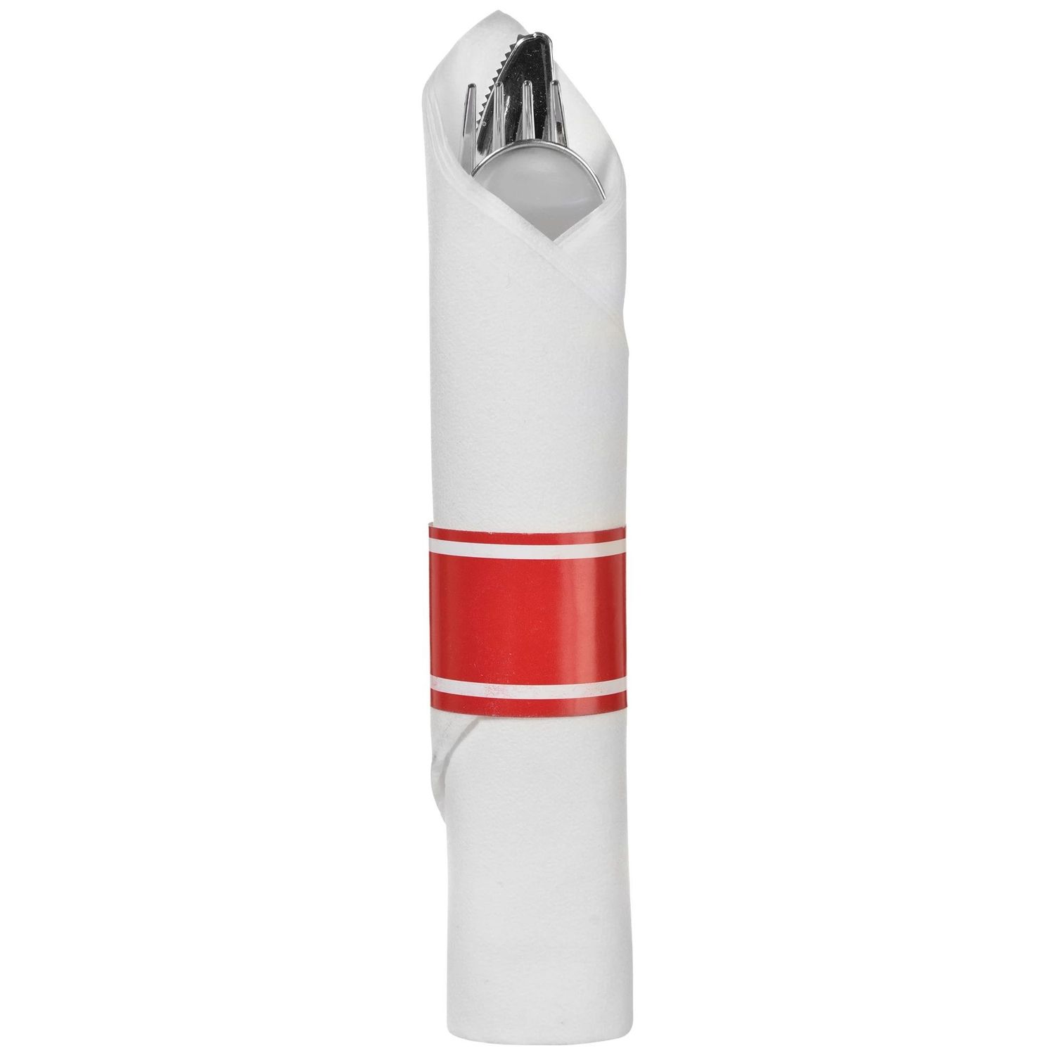 10CT ROLLED CUTLERY SET RED