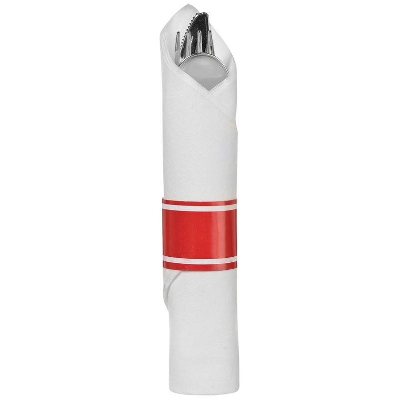 10CT ROLLED CUTLERY SET RED