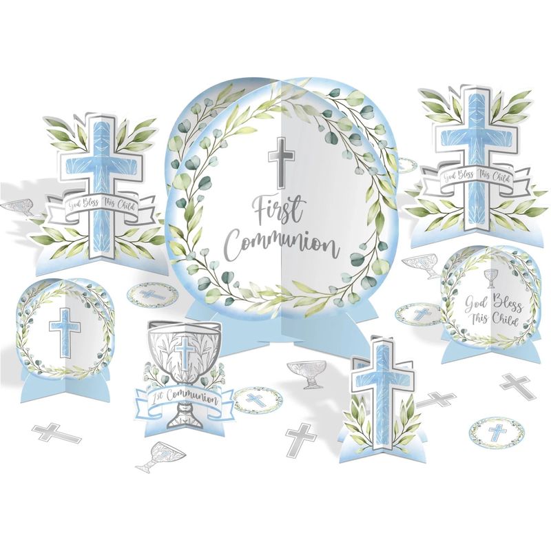 7CT TABLE DECOR 1ST COMMUNION BLUE