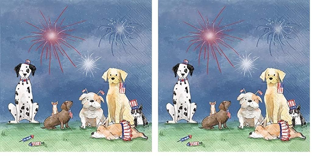 Beverage Napkins - Patriotic Pups