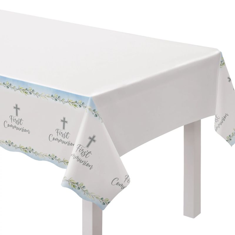 TABLE COVER 1ST COMMUNION BLUE