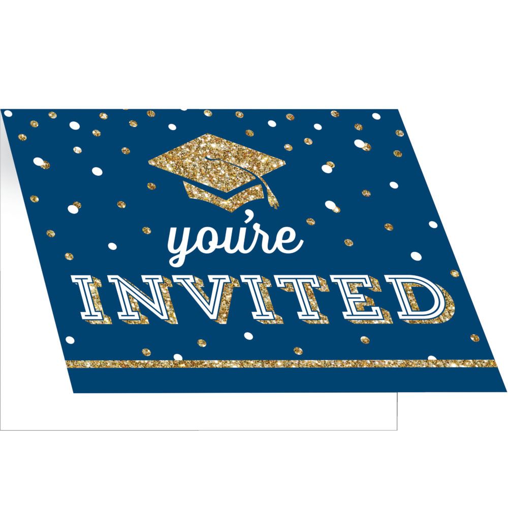 8CT INVITE GLITTERING GRAD