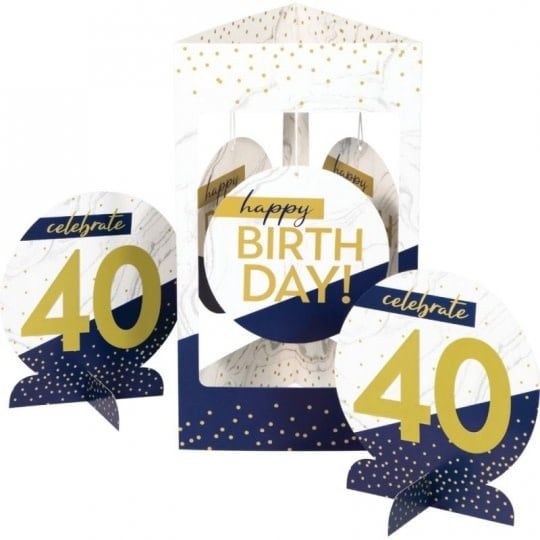 CENTERPIECE NAVY &amp; GOLD MILESTONE