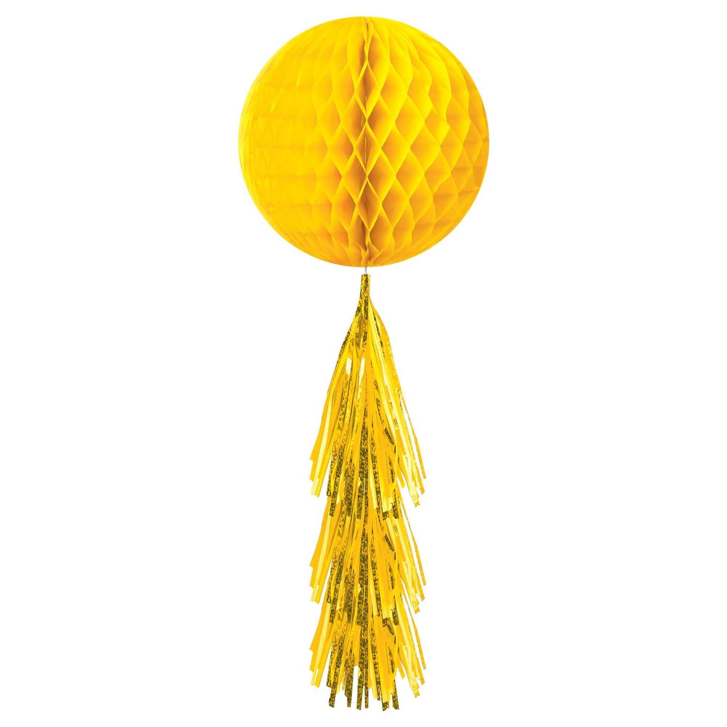 28IN HONEYCOMB BALL W/TAIL YELLOW