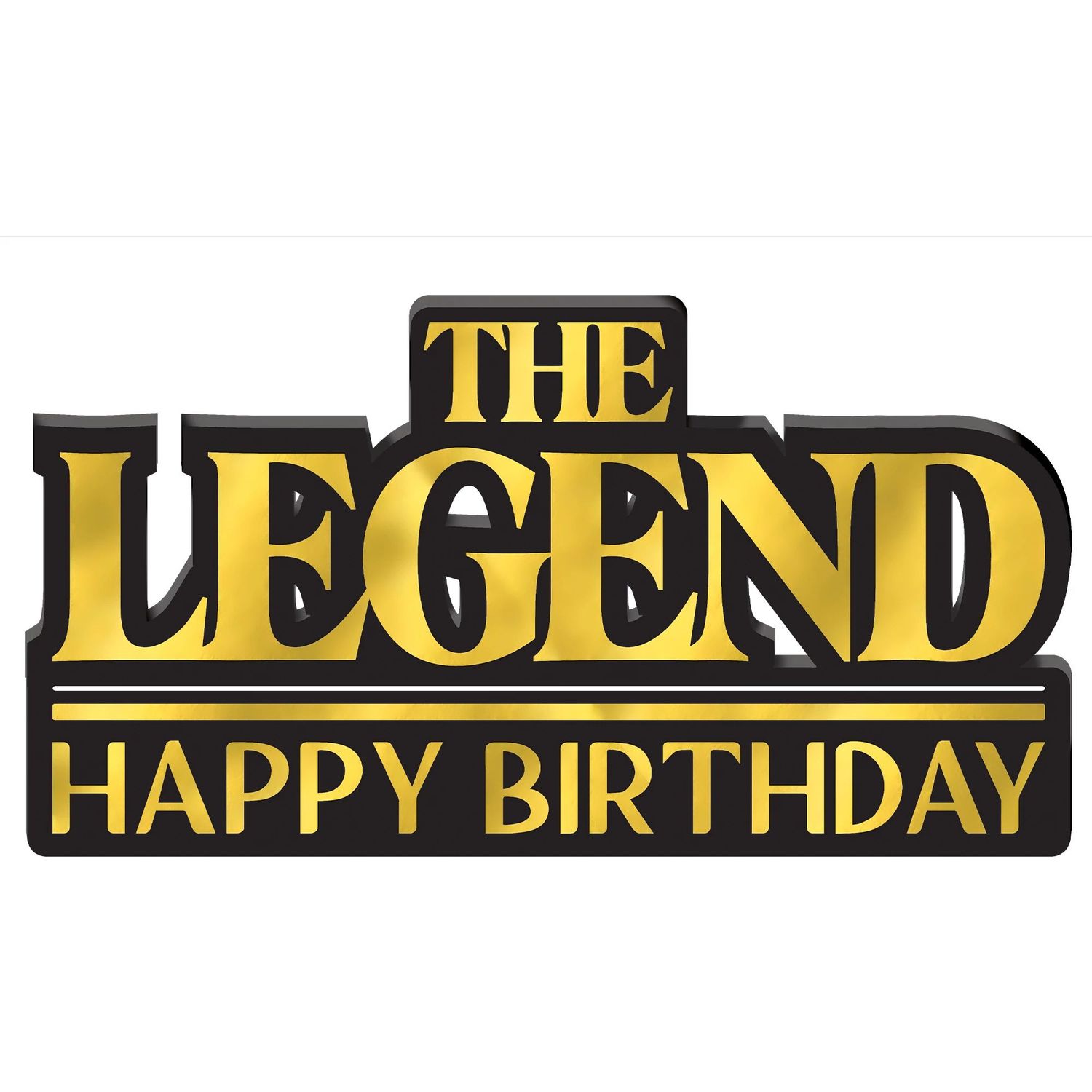 Black &amp; Metallic Gold "The Legend Happy Birthday" MDF Standing Sign, 13.5in x 5.6in - Better with Age