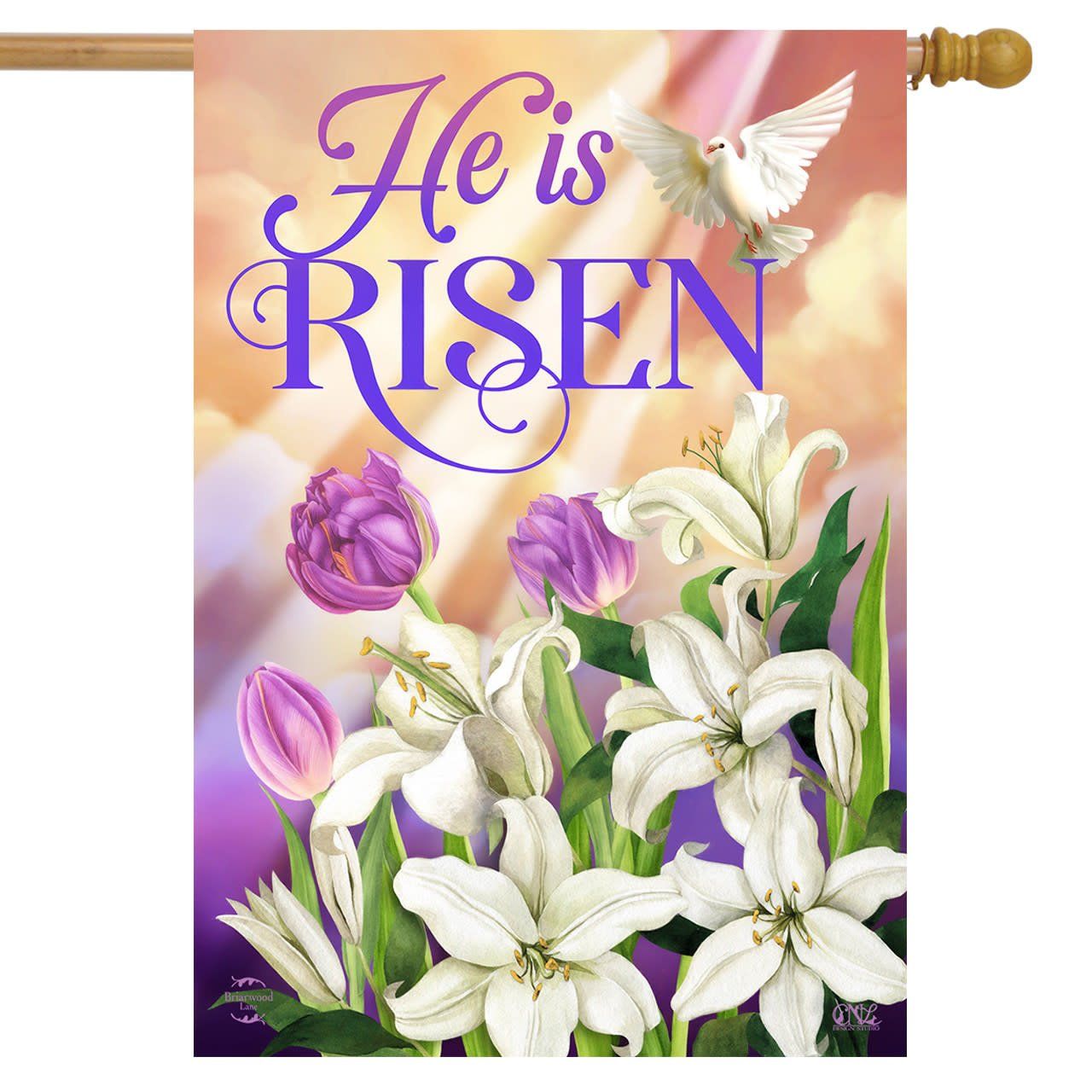 HE IS RISEN LILLIES HOUSE FLAG