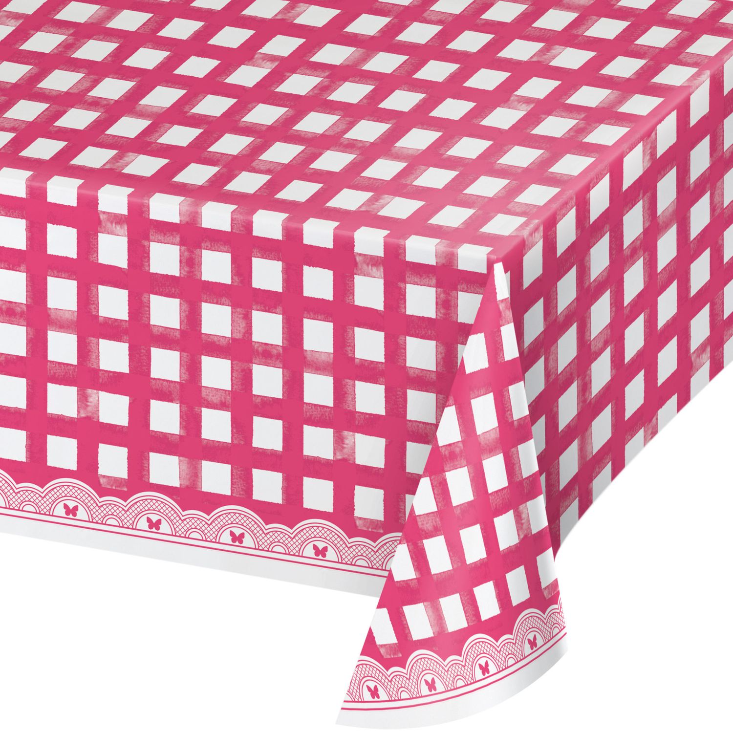 TABLE COVER PINK GINGHAM
