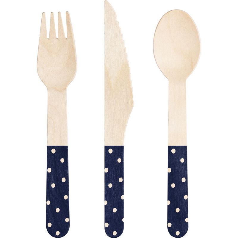 24CT WOOD CUTLERY NAVY