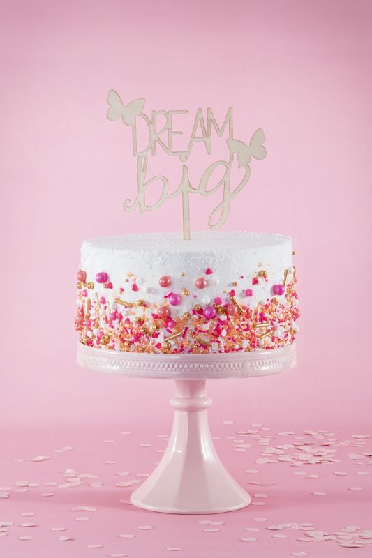 CAKE TOPPER WOOD DREAM BIG