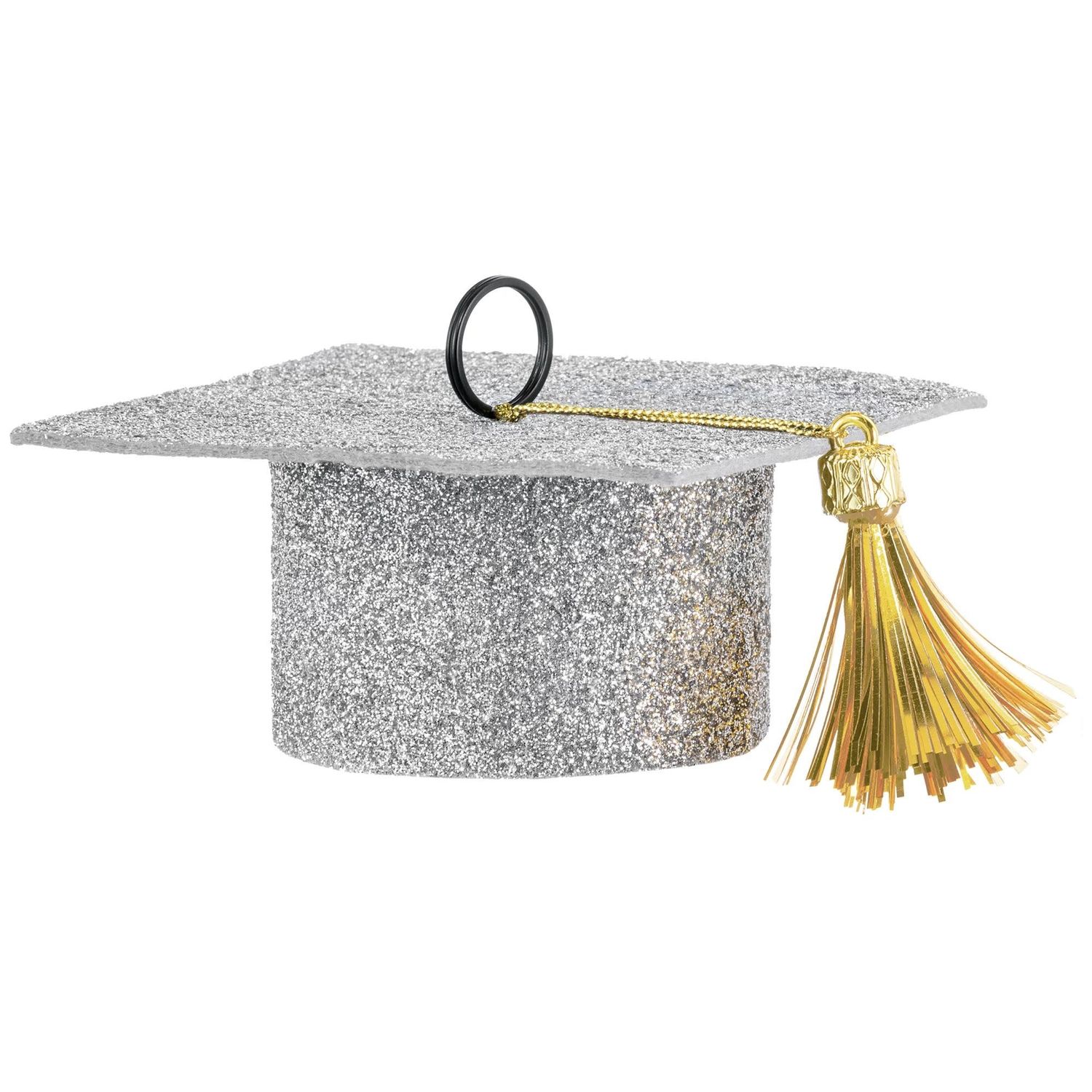 Felt Grad Cap Balloon Weight - Silver