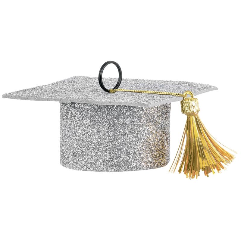 Felt Grad Cap Balloon Weight - Silver