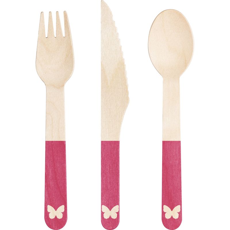 24CT WOOD CUTLERY PINK