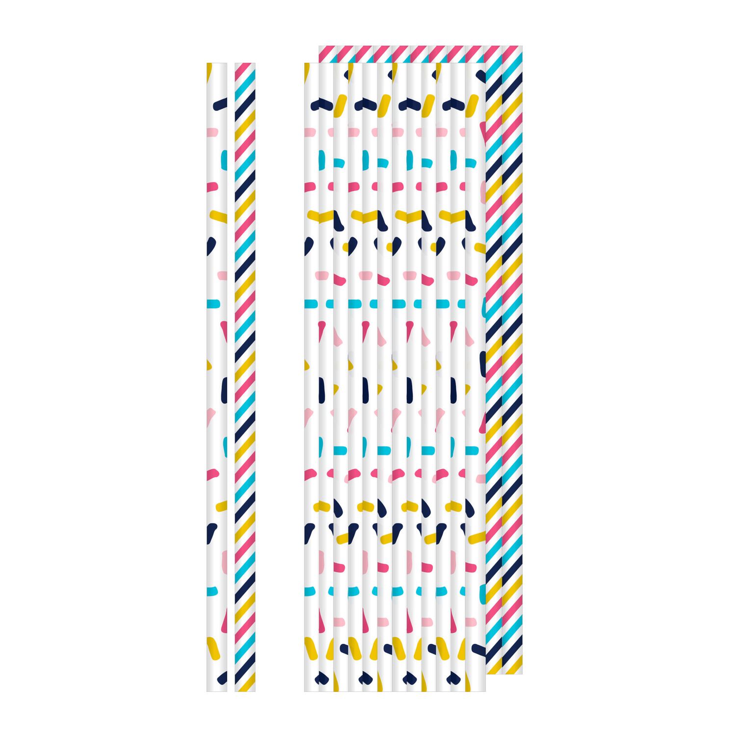 24CT FLEX STRAWS STRIPES AND DOTS