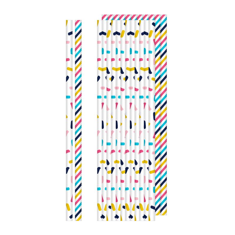 24CT FLEX STRAWS STRIPES AND DOTS